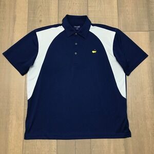 Masters Tech Polo Shirt Mens Size L Blue Golf Short Sleeve Performance Augusta